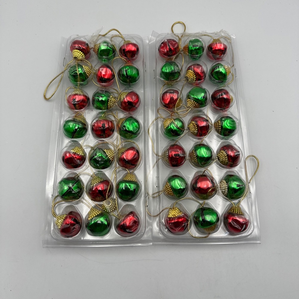 Lot Of 2 Festive‎ Metal Red Green Jingle Bell Garland Christmas Decoration